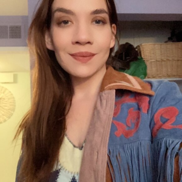 NWOT Free People Liza Leather Jacket Fringe Embroidered Western Suede Sz M $698 - Picture 6 of 6